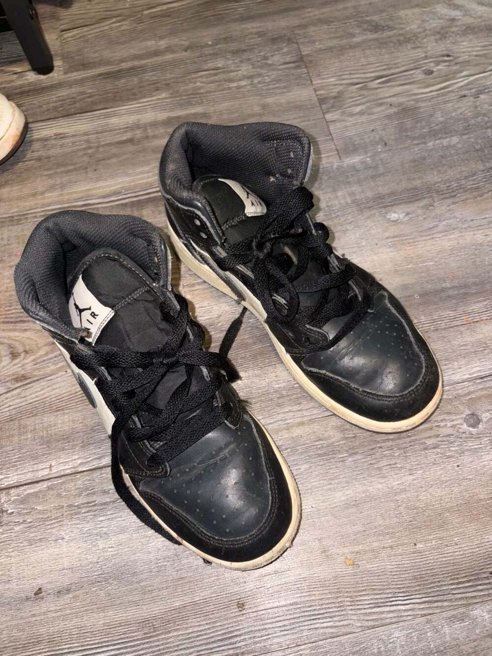 Air Jordan 1 Mid Black and White Basketball Sneakers 5Y